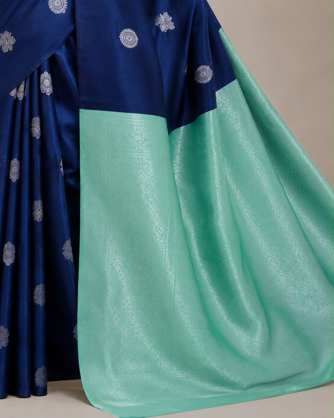 Navy Blue Banarasi Art Silk Saree with Peacock Weave