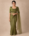 Emerald Green Jimmy Choo Saree with Lace Border