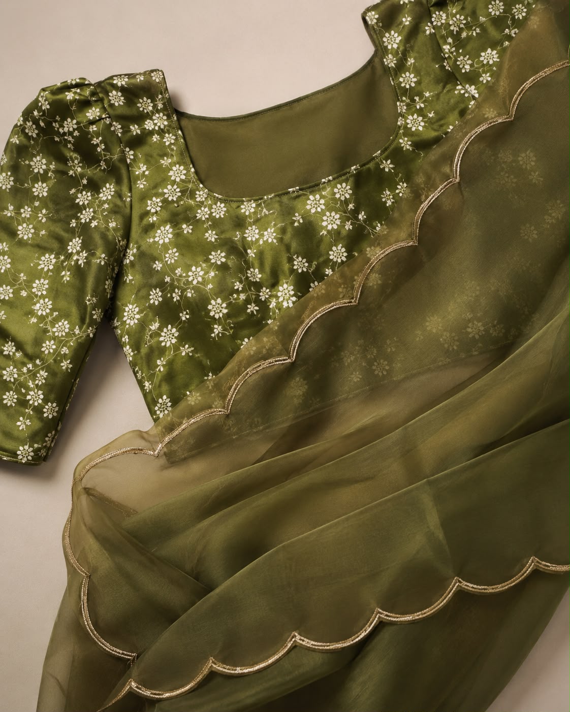 Emerald Green Jimmy Choo Saree with Lace Border
