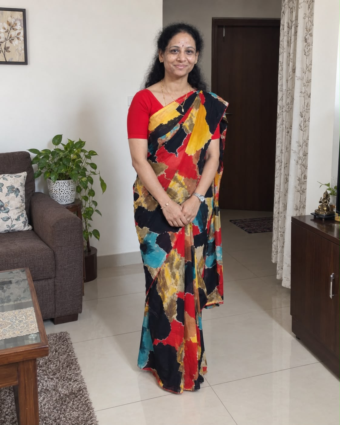 Multicolor Abstract Printed Georgette Saree with Blouse