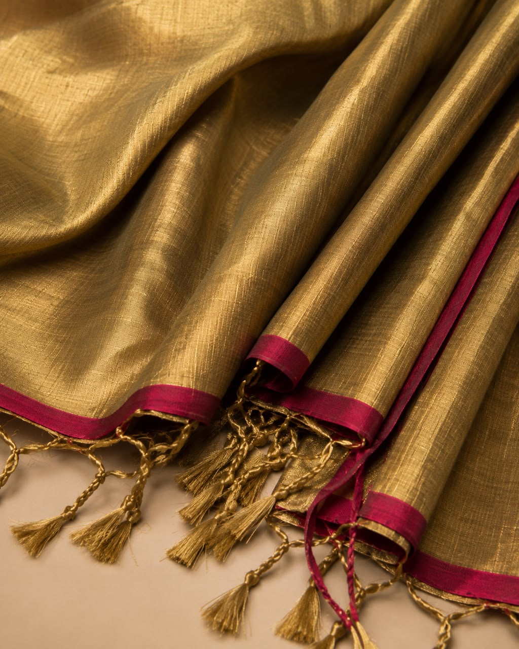 Two-Tone Tissue Saree with Maroon Blouse