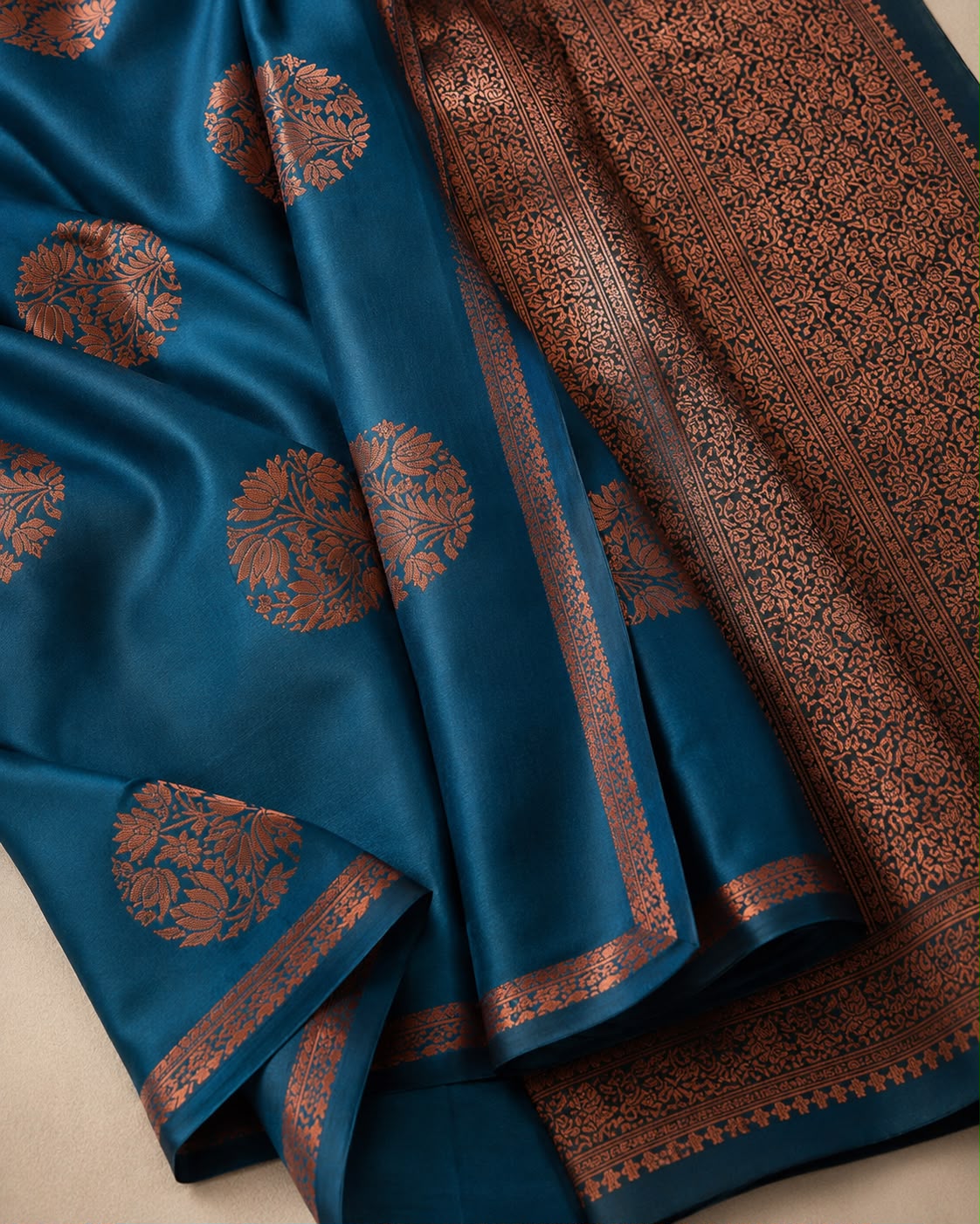 Blue Floral Zari Banarasi Silk Saree