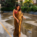 Two-Tone Tissue Saree with Gold Blouse
