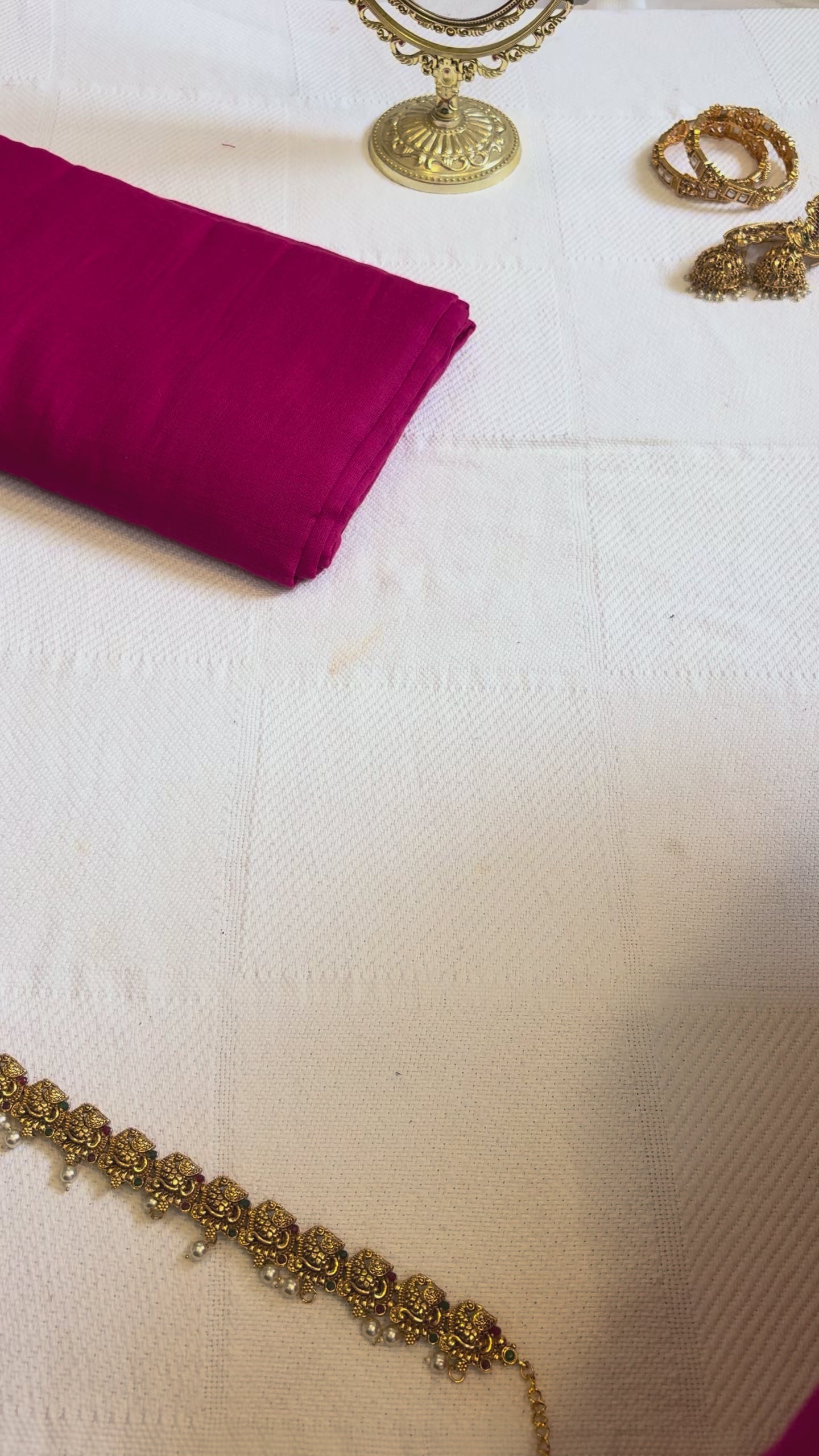 Deep Pink Bengal Cotton Saree with Contrast Border