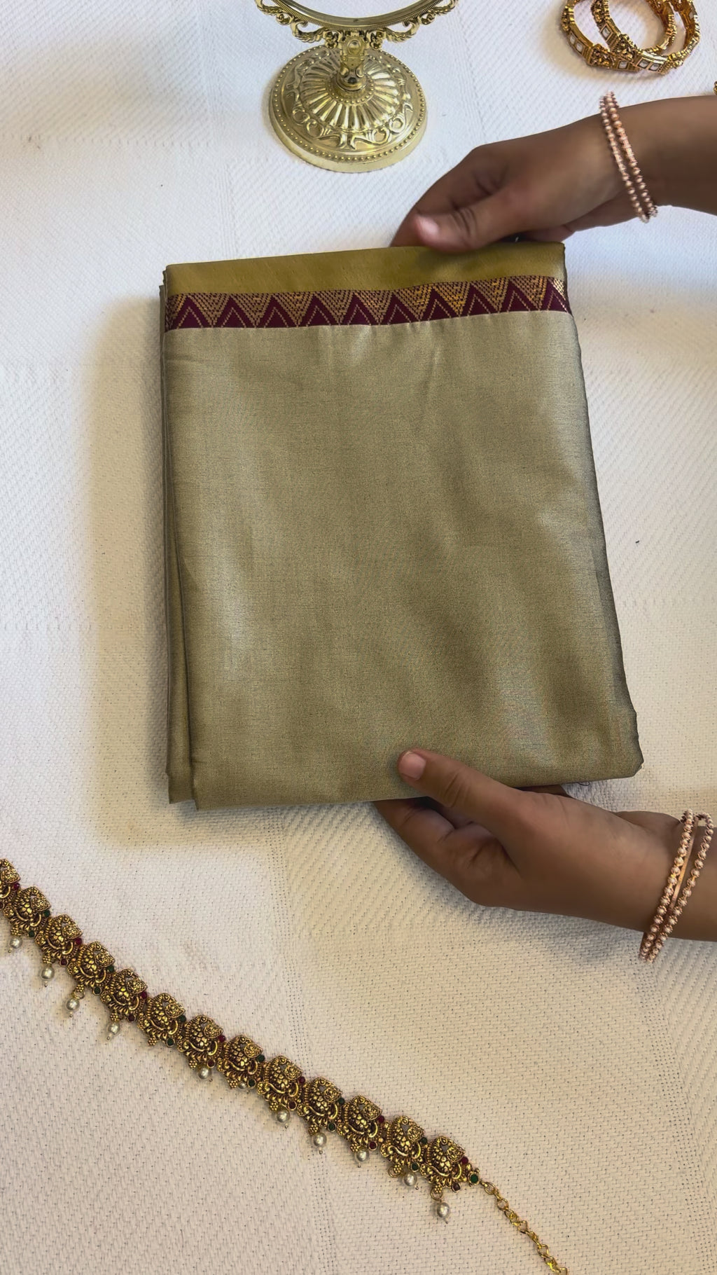 Beige Rajawadi Cotton Silk Saree