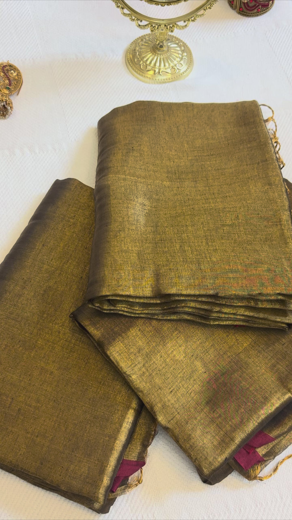 Two-Tone Tissue Saree with Maroon Blouse