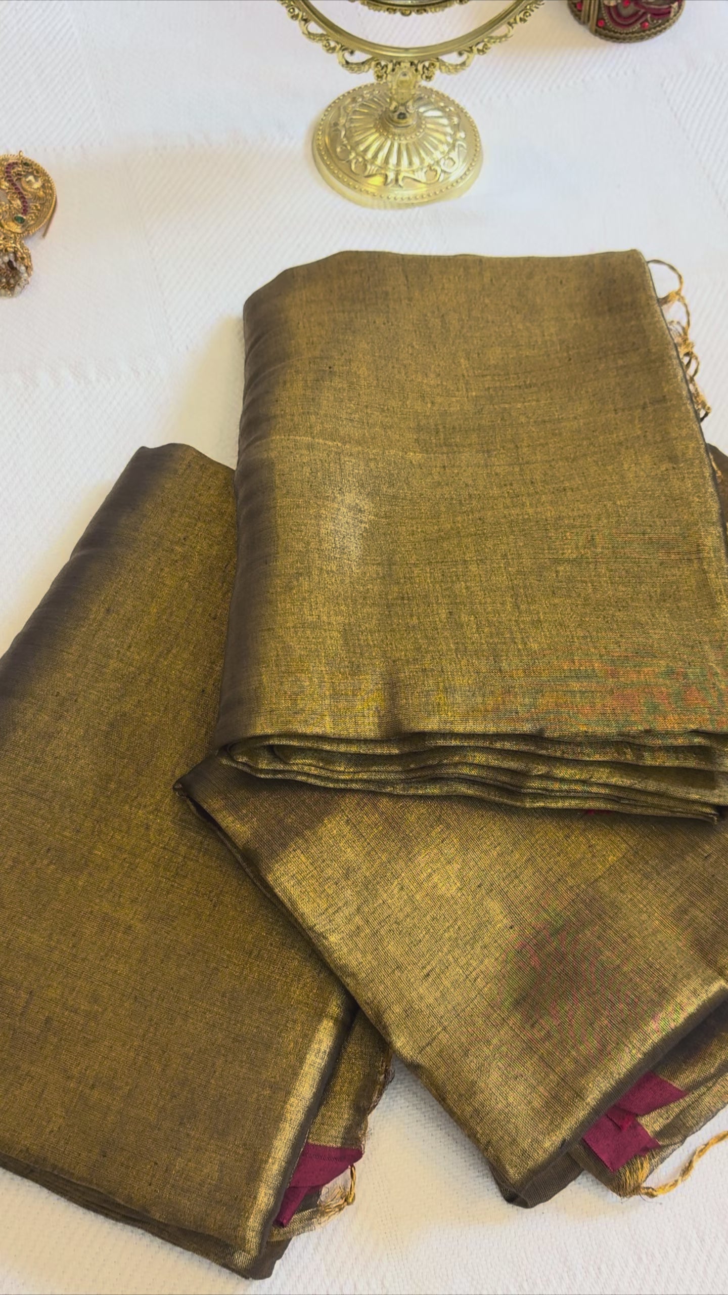 Two-Tone Tissue Saree with Maroon Blouse