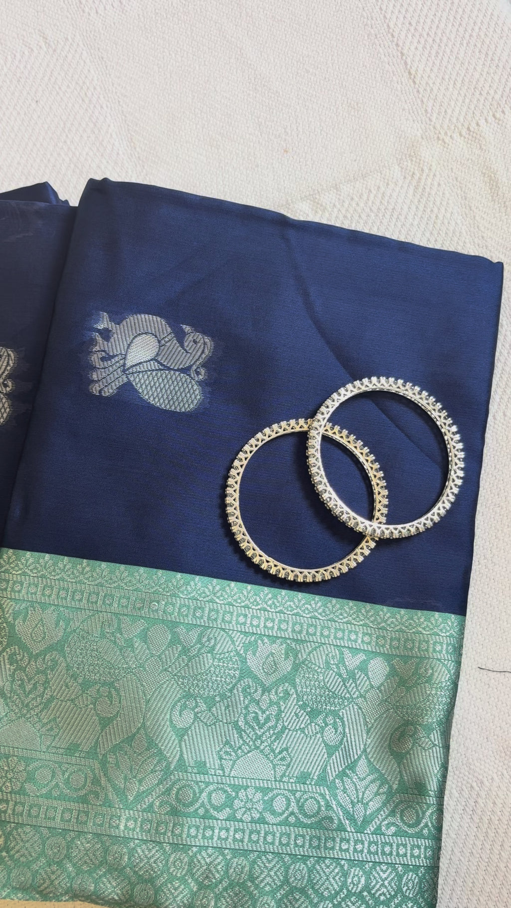Navy Blue Banarasi Art Silk Saree with Peacock Weave