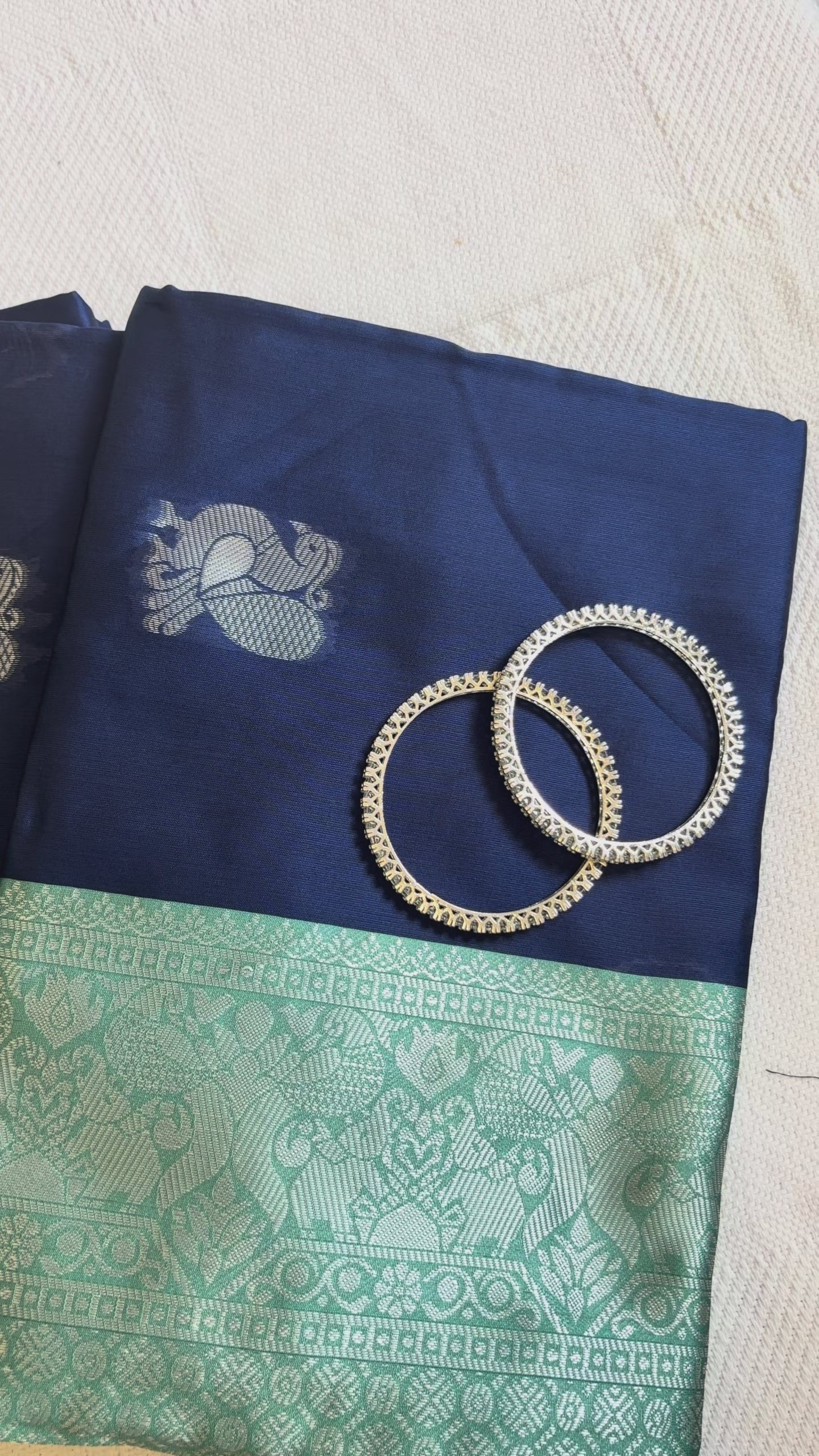 Navy Blue Banarasi Art Silk Saree with Peacock Weave